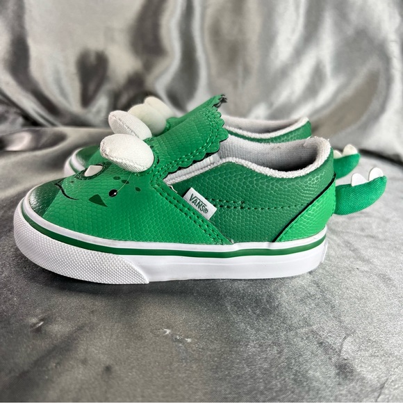 Vans Toddler Slip On Green Triceratops Dinosaur Slip On Sneakers Size 5.5 EUC - Picture 5 of 16